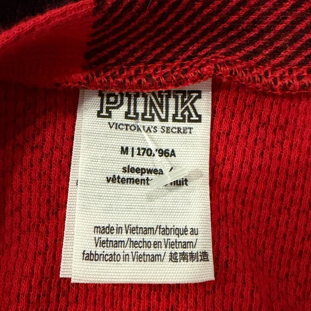 Victoria’s Secret PINK Buffalo Plaid Thermal Sleepwear Romper. Size Medium. - Picture 9 of 11